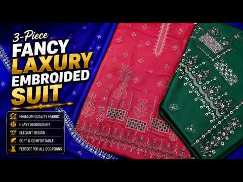 3pc Fancy Luxury Embroidery | Party Wear | BIN NISAR Textile | Wholesaler in Faisalabad