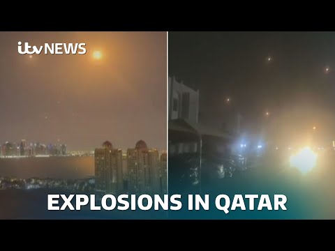 Explosions seen in Qatar skies as Iran attacks US bases | ITV News