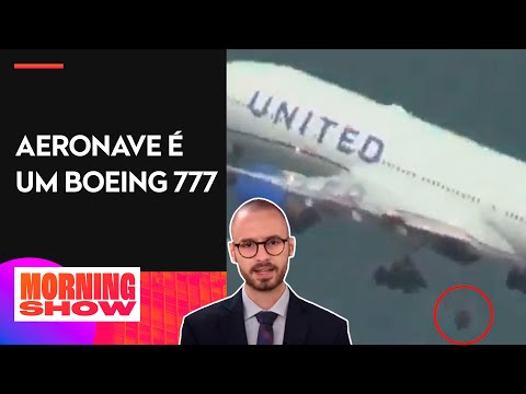 Pneu se solta de avião da United Airlines; Fabrizio Neitzke comenta