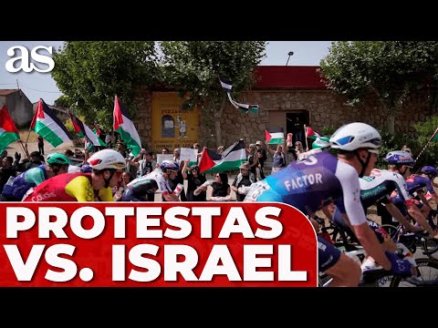 PROTESTAS por PALESTINA vs. equipo ISRAEL en la ETAPA 20 de LA VUELTA (ÚLTIMA) a ESPAÑA