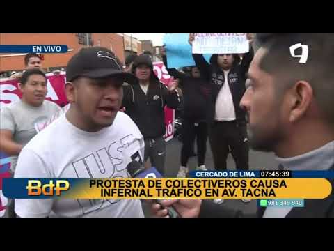 Colectiveros realizan huelga en Prolongación Tacna