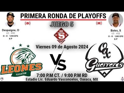 Leones de Yucatán Vs Guerreros de Oaxaca | Liga Mexicana de Beisbol | Juego 5 | PLAYOFFS | EN VIVO