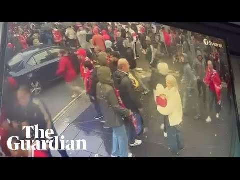 CCTV footage shows cars moving through groups of Liverpool fans before collision