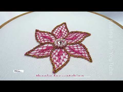 Hand embroidery Silk Flower beads Simple stitches