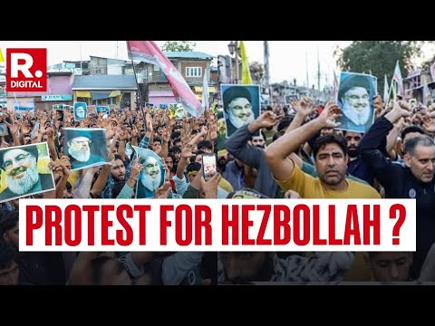 Protest Erupts in Budgam District Of J&K in support of Hezbollah