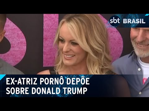 Ex-atriz pornô Stormy Daniels presta depoimento e detalha relação com Trump | SBT Brasil (07/05/24)