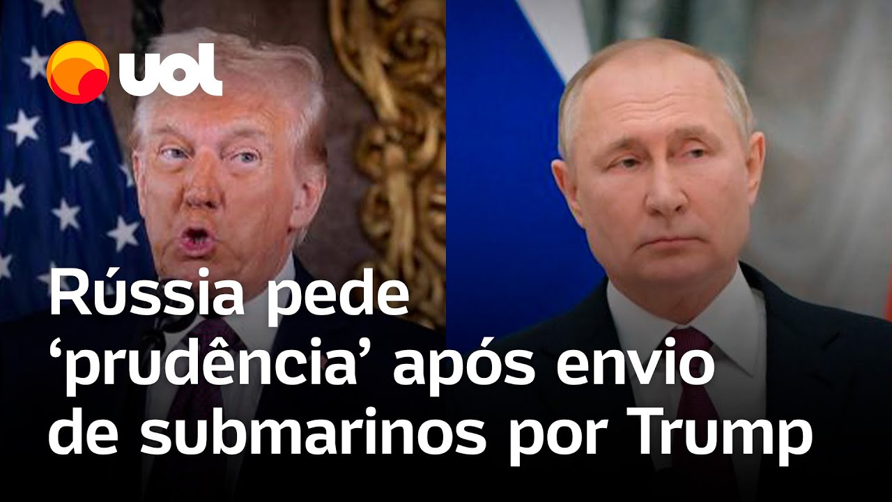 Rússia pede prudência com retórica nuclear após envio de submarinos dos EUA por Trump confira