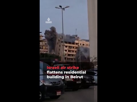 Israeli air strike flattens residential building in Beirut | AJ#shorts