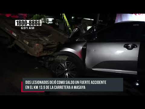 Fuerte accidente deja dos lesionados en carretera a Masaya - Nicaragua