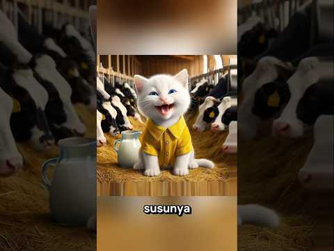 adik sedang memerah susu sapi #kucing #cat #funny #shorts