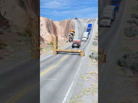 Dump trucks log trap crash part2281 #automobile #shortvideo #beamngdrive #truck #dumper #india