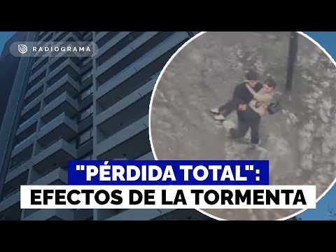 Pareja <strong>viral</strong> de <strong>la</strong> tormenta en <strong>la</strong> RM revela efectos de inundación en edificio de Ñuñoa