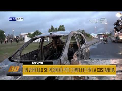 Incendio de vehículo en la Costanera de Asunción