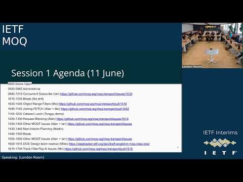 IETF interim: Media Over QUIC (MOQ) 2026-06-11 08:30