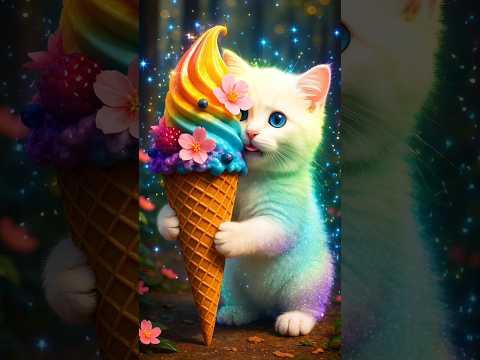 The Cat is Eating Ice Cream Because of The Extreme Heat | #mrh_rasel #cateating #icecream #shorts