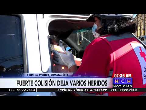 Dos lesionados, al colisionar carro estatal con microbús en Comayagüela