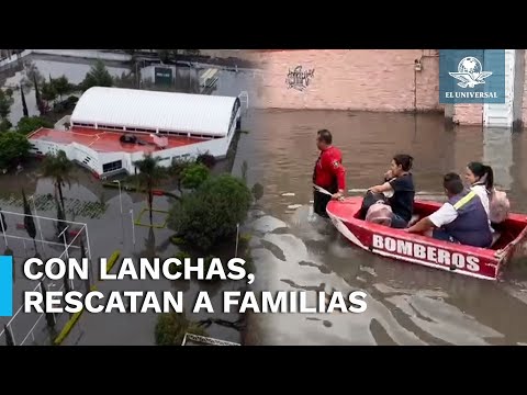 Rescatan en Cuautitla?n a personas atrapadas por la inundacio?n