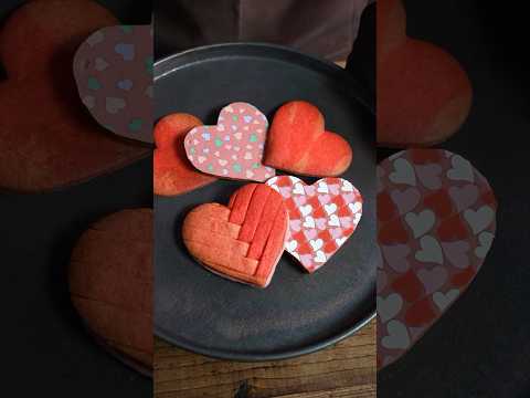 Raspberry red weave love chocolate cookies ラズベリーレッドクッキー #asmr #recipe #cooking #shorts