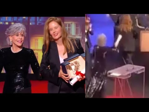 Cannes 2023 : la lauréate Justine Triet oublie son prix sur scène, Jane Fonda lui jette dessus