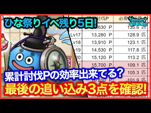 #177【ドラクエウォーク】忙しい人向け！ひなまつりパニック最後の追い込み３点について【攻略解説】