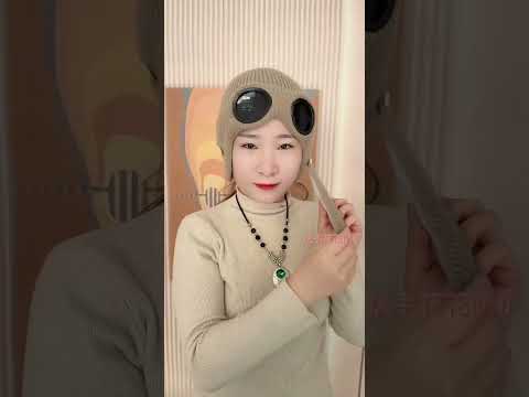 One-piece hat and glasses set#Knitted warm hat#Warm and comfortable#Recommended product