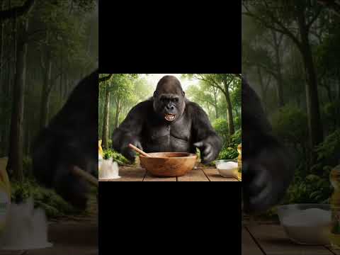 bolo de chocolate e bom demais 😋 #gorilainfluencer #humour #gorila #ia