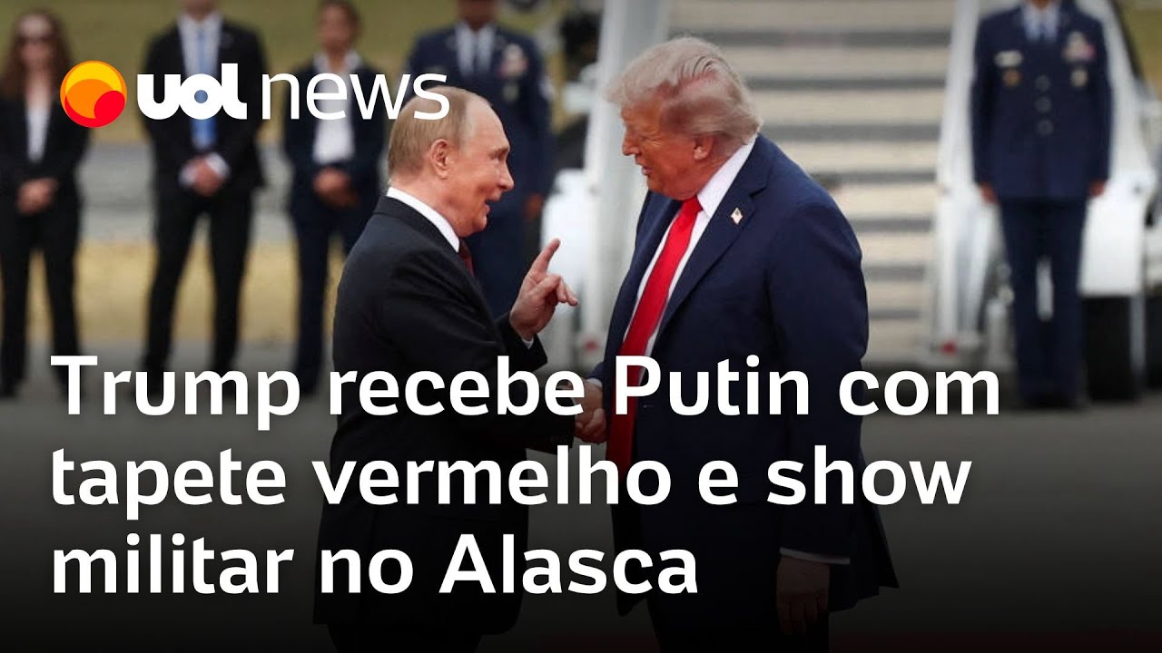 Trump recebe Putin com tapete vermelho e show militar na base aérea de Anchorage no Alasca