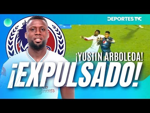 Expulsado Yustin Arboleda en el Clásico Capitalino Olimpia Vs. Motagua en la Jornada 16