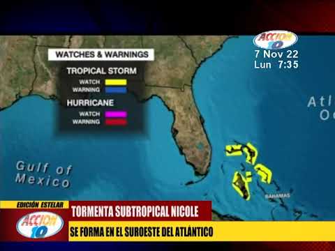 Tormenta subtropical Nicole se forma en el suroeste del atlántico