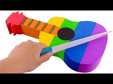 Satisfying Video | How To Make Rainbow Guitar Cutting ASMR With Kinetic Sand | Bon Bon Studio