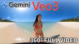 【360度動画】架空のビーチを歩く水着女性の360度動画 #aivideo #veo3