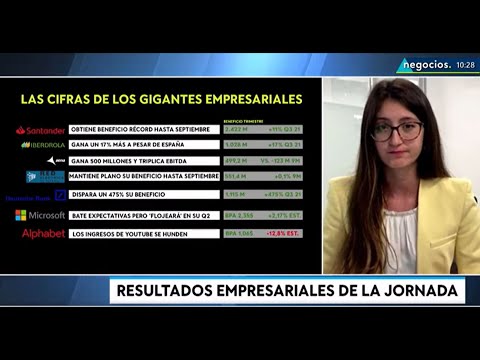 Minuto y resultado: Cifras y comentario de las cuentas de Santander, Microsoft, Iberdrola y más