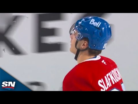 Canadiens’ Suzuki sets up Slafkovsky for his first goal of the season