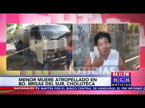 Menor de ocho años de edad muere atropellado por un camión cisterna en Choluteca