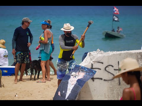 Celebran manifestación en Playa los Almendros