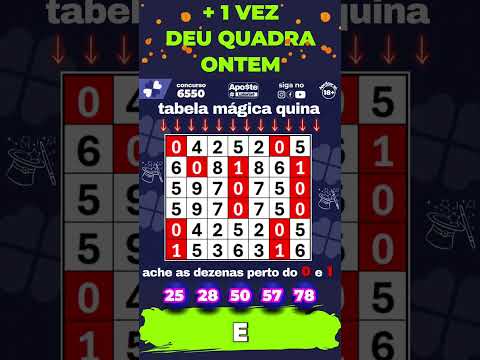 TABELA QUINA 6550 E PALPITE - MONTE SEUS JOGOS OU APOSTE O NOSSO #quina #loteria