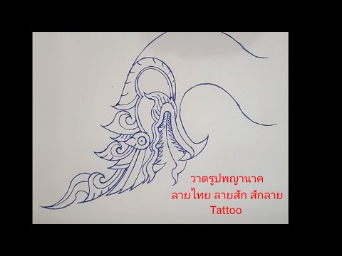 วาดรูปพญานาคลายไทยลายสักสัก