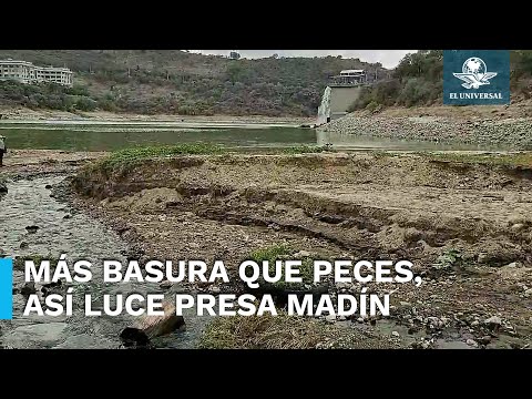 Presa Madín se convierte en una “playa” de basura, nivel de agua va a la baja #faltadeagua