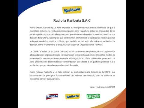??COMUNICADO: Radio Exitosa, Karibeña y La Kalle
