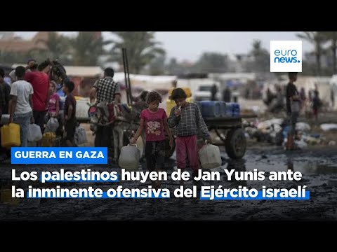 Los palestinos huyen de Jan Yunis ante la inminente ofensiva terrestre del Ejército israelí