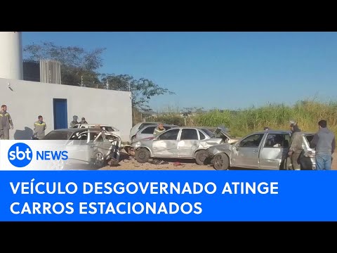 Carro desgovernado atinge vários carros e deixa 2 pessoas feridas | #SBTNewsnaTV (04/05/24)