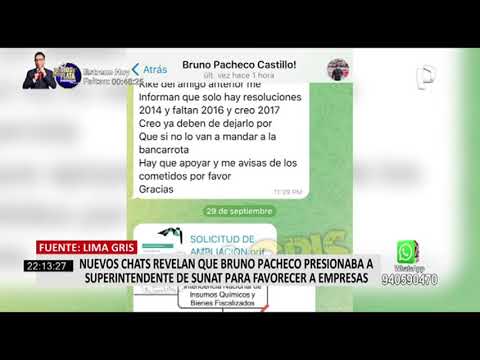 Nuevos chats revelan que Bruno Pachecho presionaba al Superintendente de la Sunat