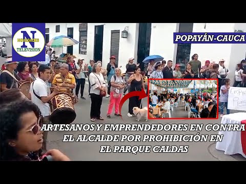 Artesanos, emprendedores de Popayán adelantaron marcha pacífica en contra del alcalde Juan Carlos.