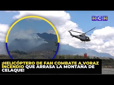 ¡Helicóptero de FAH combate a voraz incendio que arrasa la montaña de Celaque!