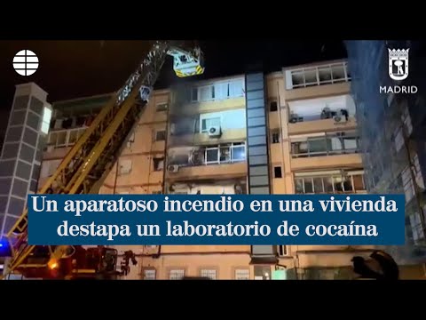 Un aparatoso incendio en una vivienda de Madrid destapa un laboratorio de cocaína