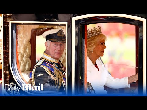 King and Queen travel from Buckingham Palace to Westminster for State Opening of Parliament