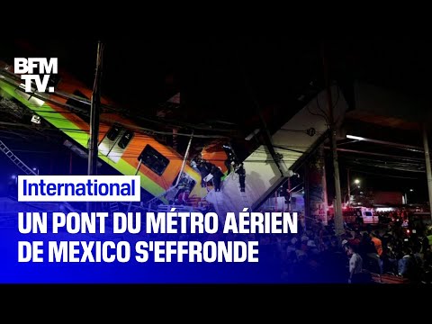 À Mexico, un pont s'effondre au moment où le métro passe dessus