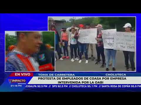Empleados de Coasa realizan protesta en Choluteca