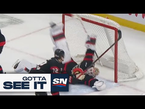 GOTTA SEE IT: Senators Linus Ullmark Makes Incredible Diving Stop On Mason Lohrei