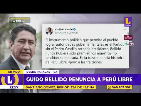 Vladimir Cerrón se pronuncia tras sorpresiva salida de Guido Bellido de Perú Libre